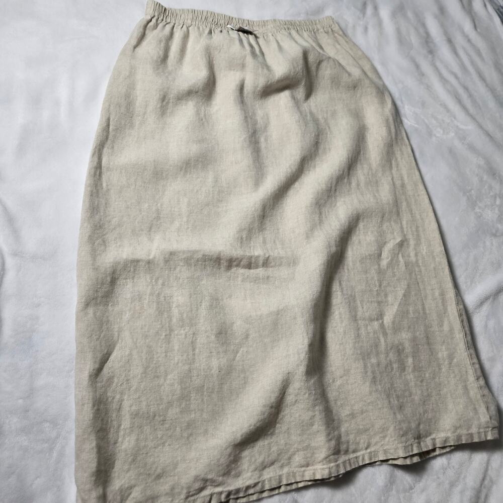 Talbots 100% Irish Linen Midi Skirt Neutral – L - Picture 3 of 9